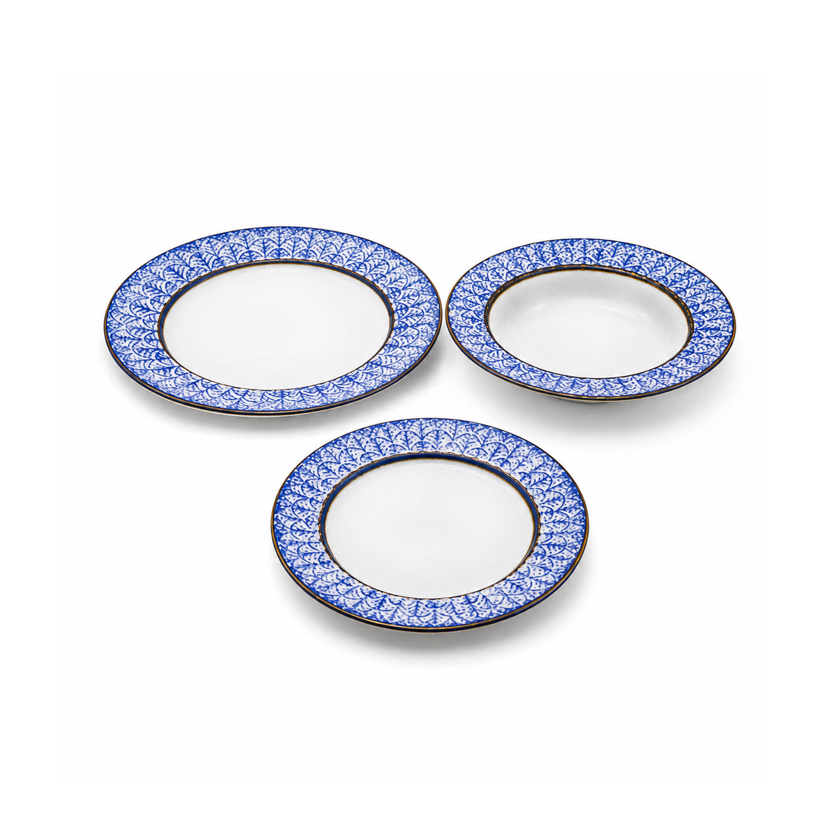 B/C 18-Pieces Bone China Plate Sets