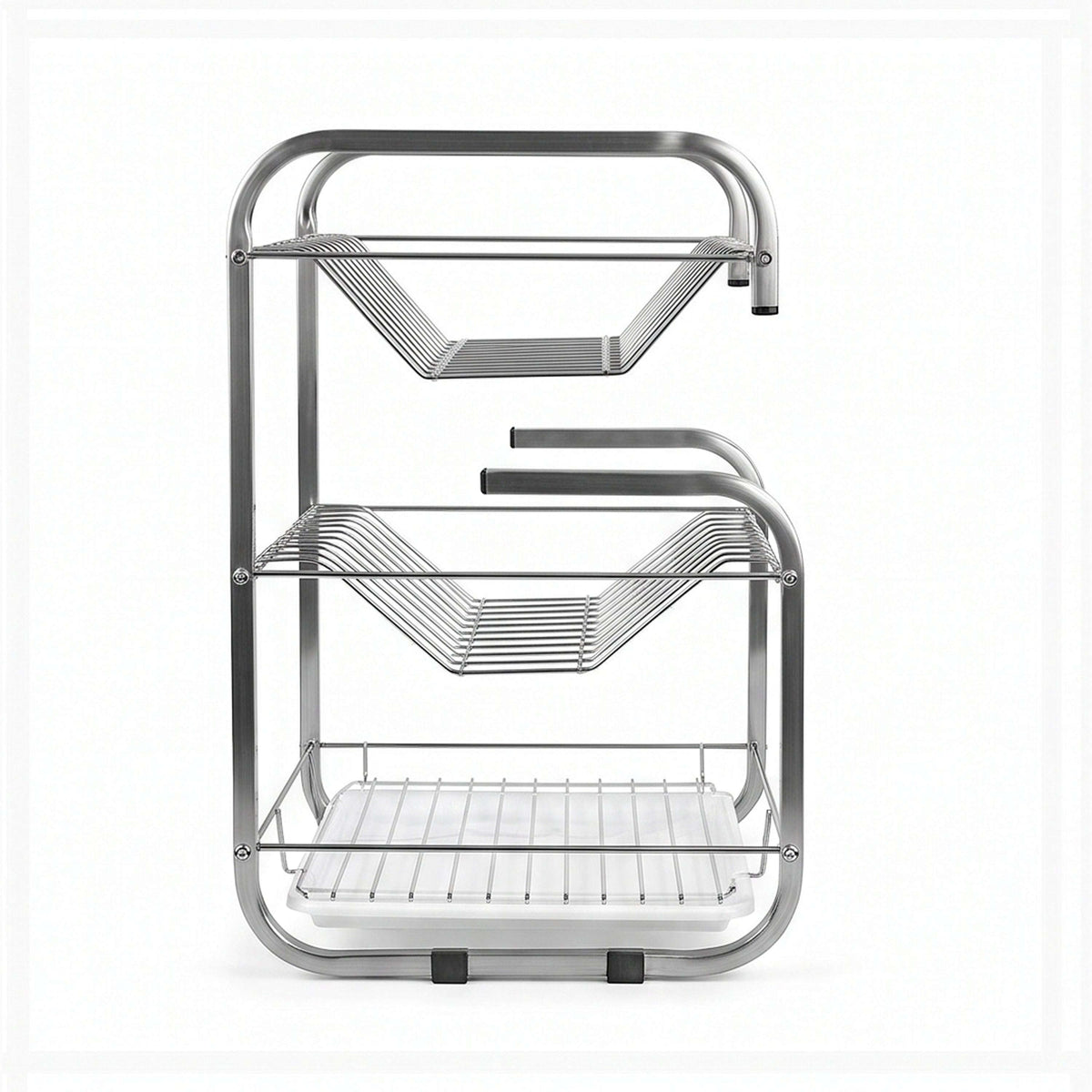 SK 3-Tier Stainless Steel G-Shaped Plate Rack Kaka Bawa Sons