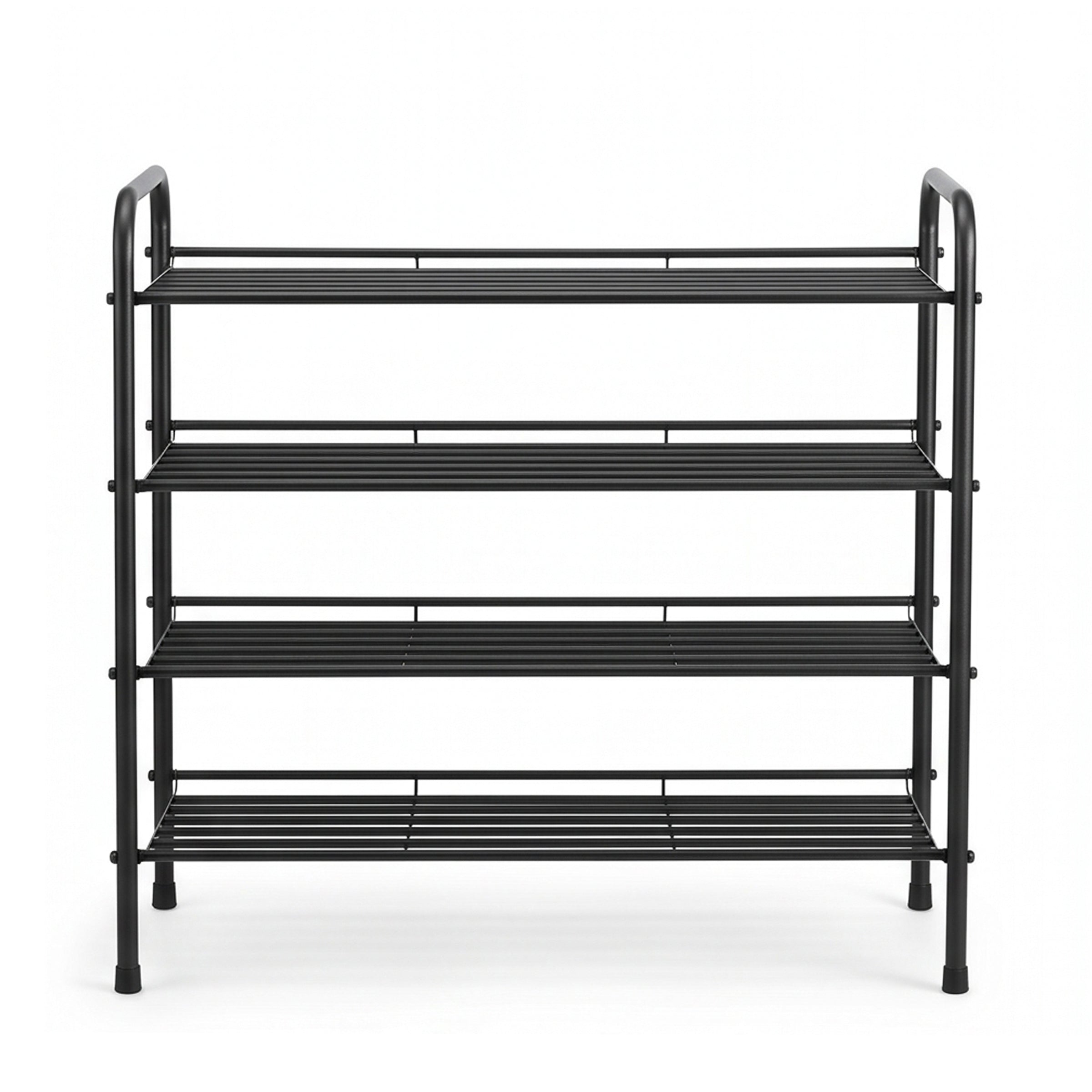 K.T 4-Tier Stainless Steel Black Shoe Rack