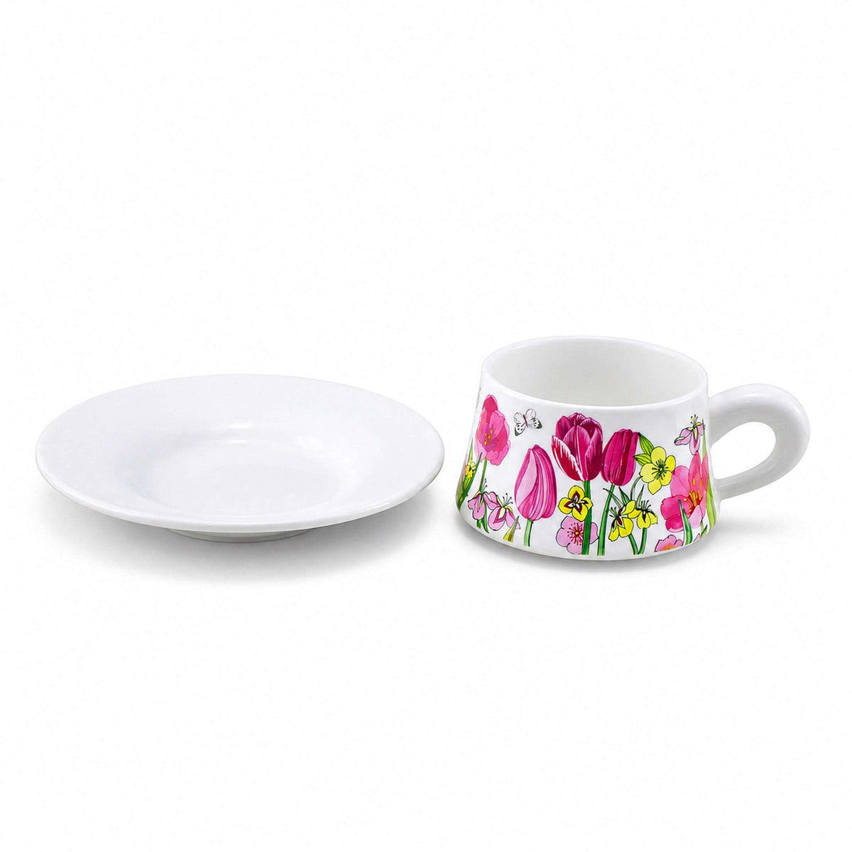 Spring Tulip 300 mL Ceramic Cup And Saucer Kaka Bawa Sons