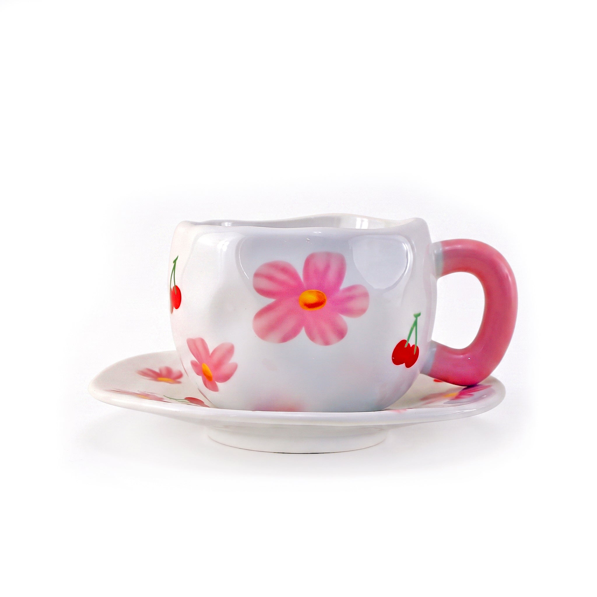 Cherry Blossom 300 ML Ceramic Mug With Saucer