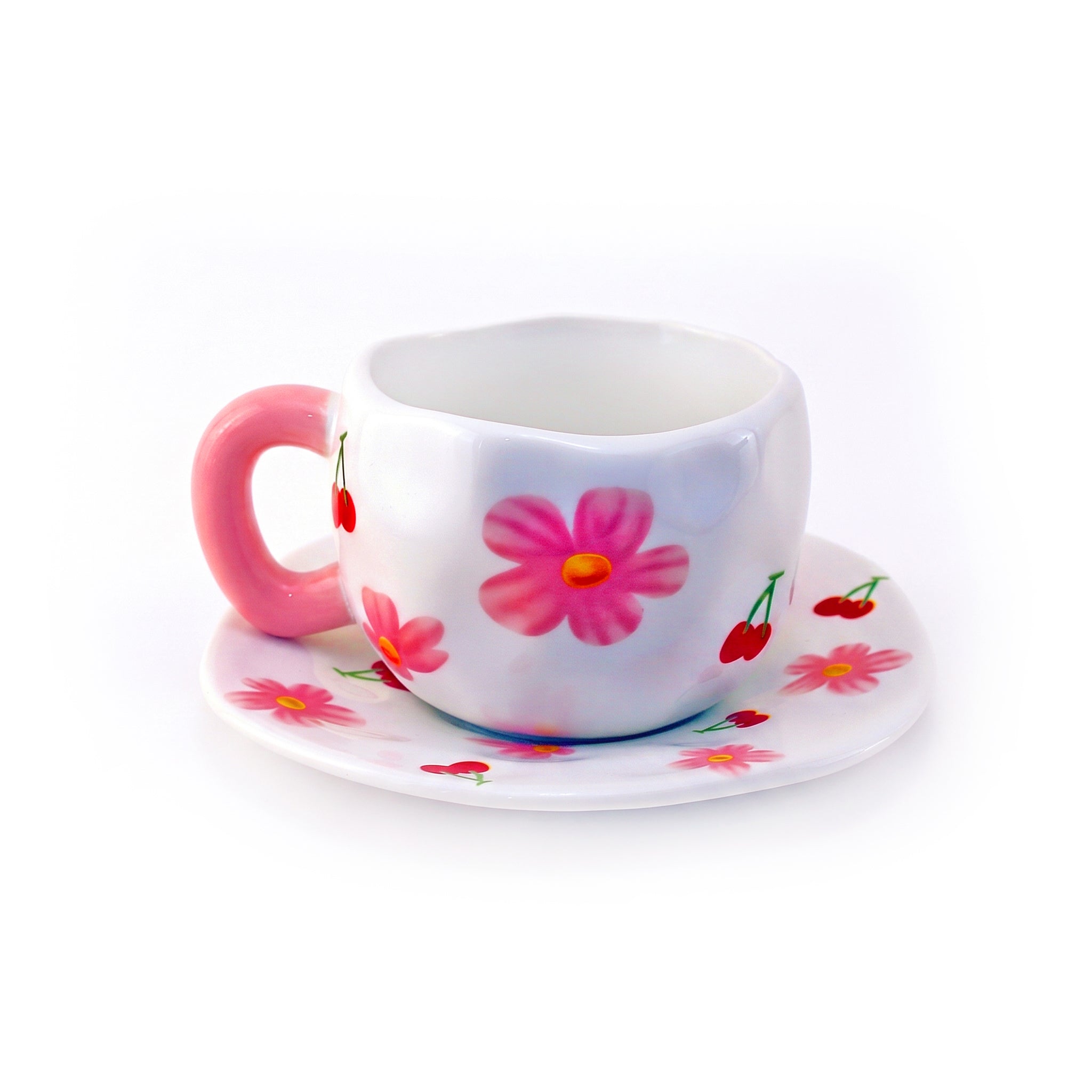 Cherry Blossom 300 ML Ceramic Mug With Saucer