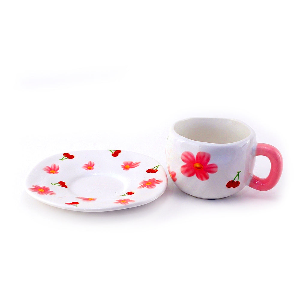 Cherry Blossom 300 ML Ceramic Mug With Saucer