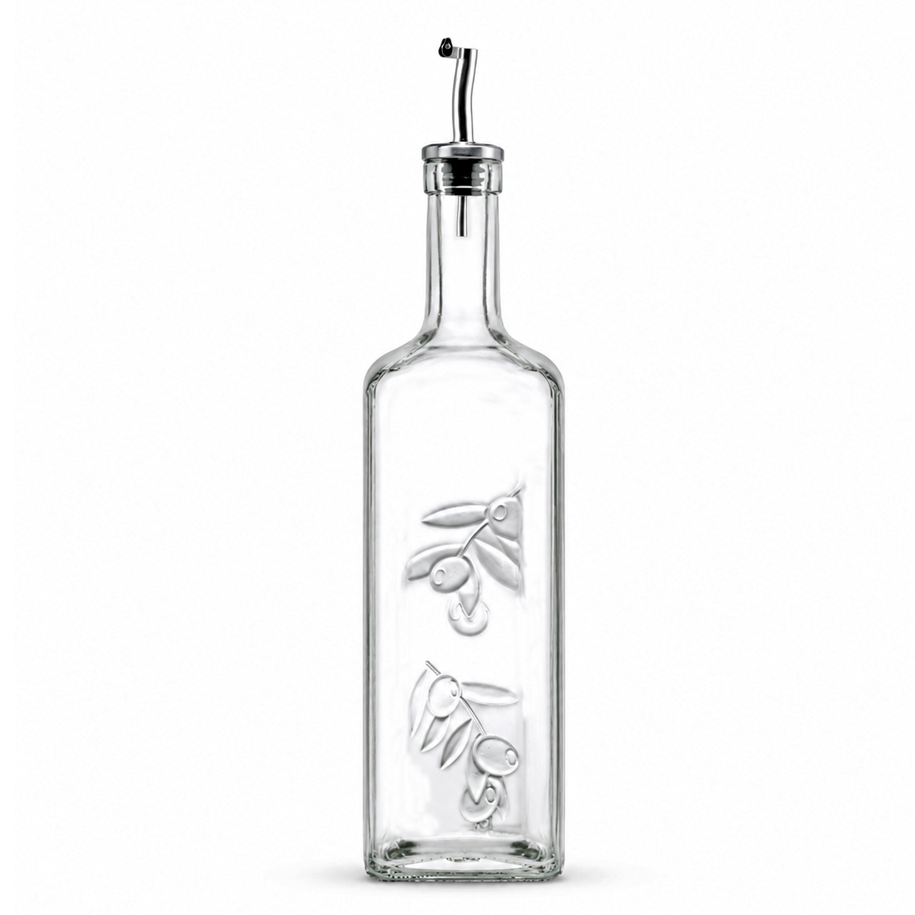 Pasabahce Homemade 300 mL Glass Oil Bottle With Flower Design