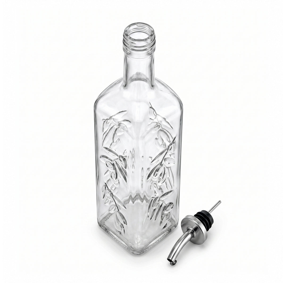 Pasabahce Homemade 300 mL Glass Oil Bottle With Flower Design