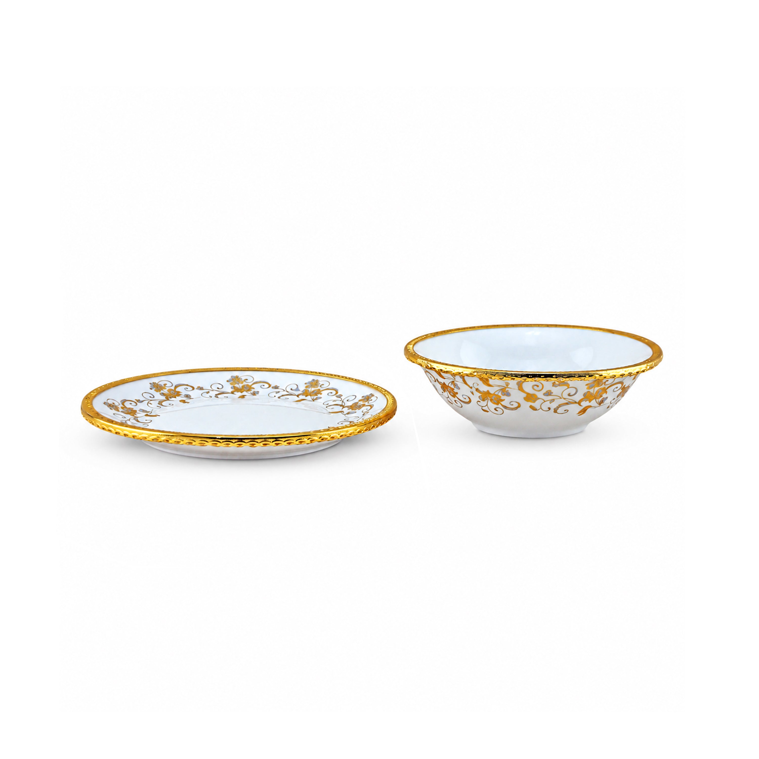 Brilliant Porcelain Serving Bowl  - White & Gold - 6 Inch