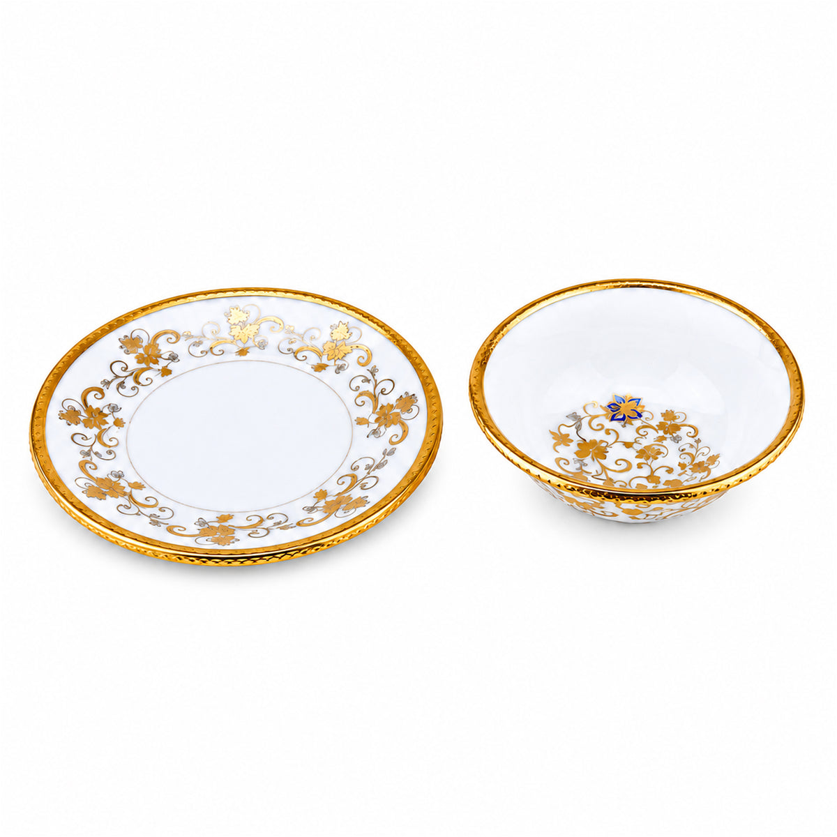 Brilliant Porcelain Serving Bowl  - White & Gold - 6 Inch