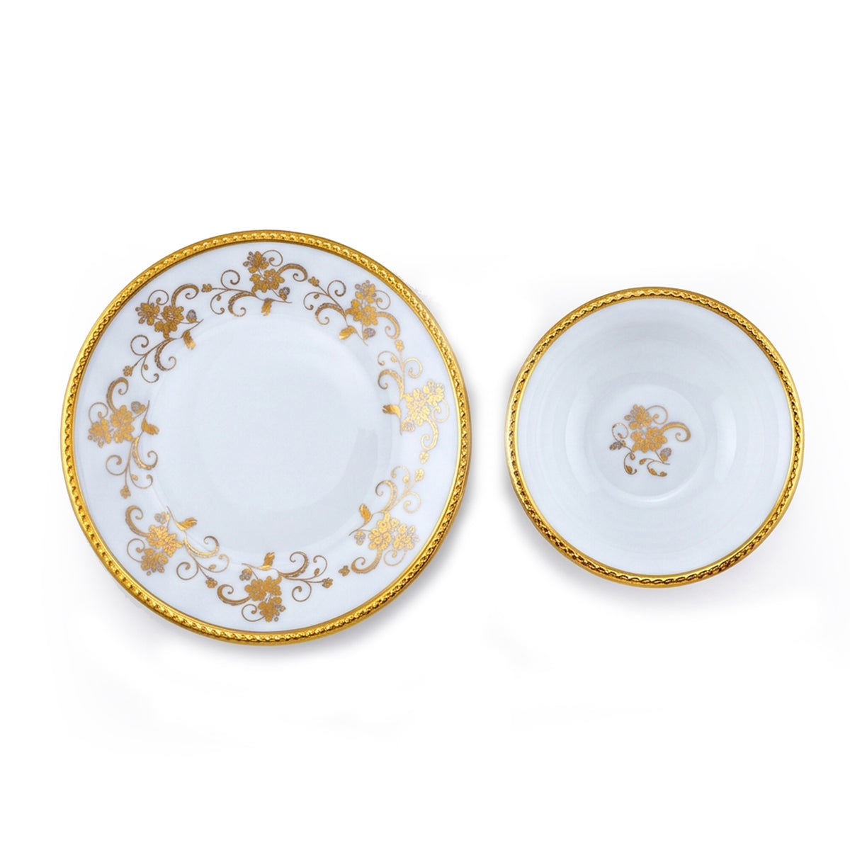 Brilliant Porcelain Serving Bowl  - White & Gold - 6 Inch