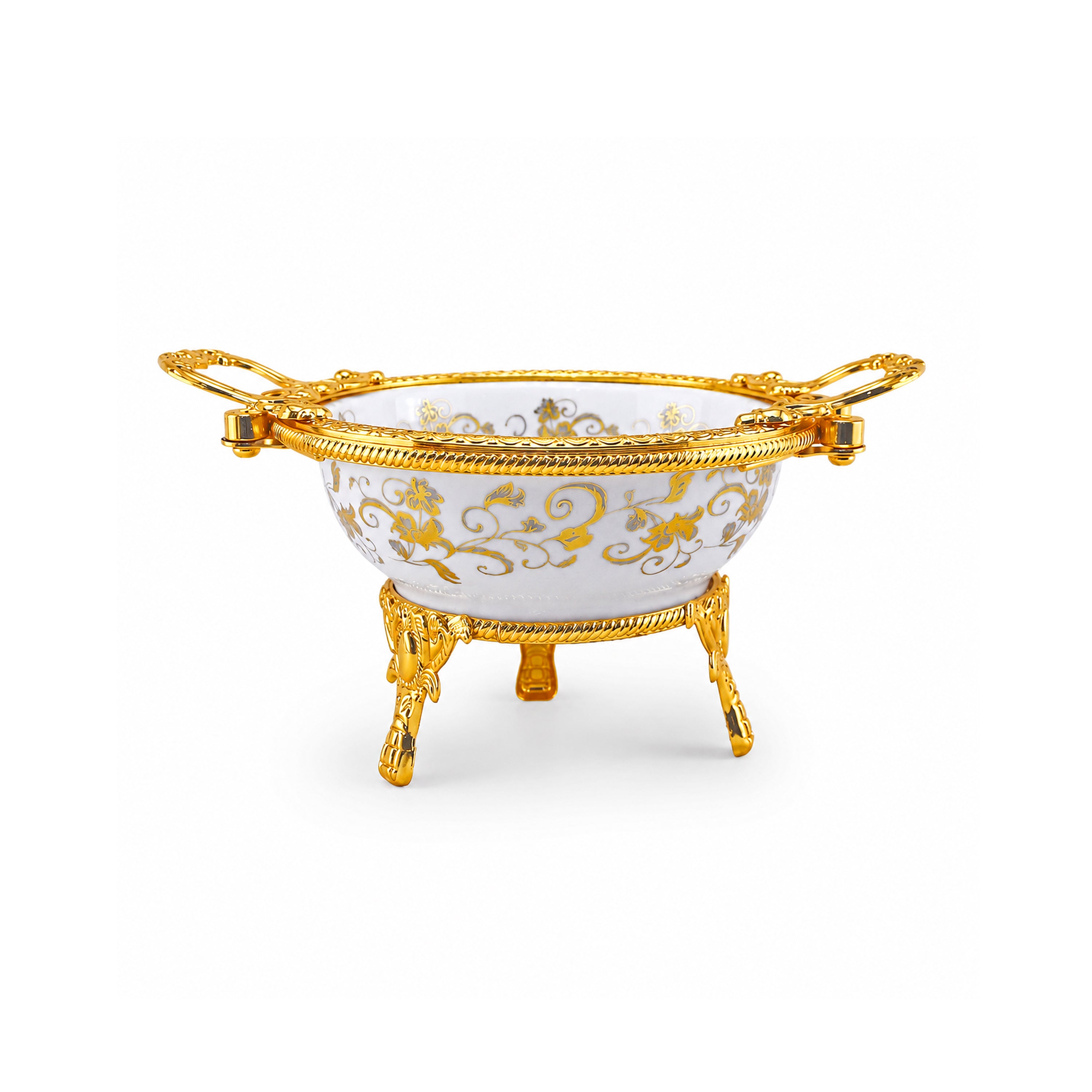 Brilliant Porcelain Serving Bowl - Gold Flower - 7 Inch