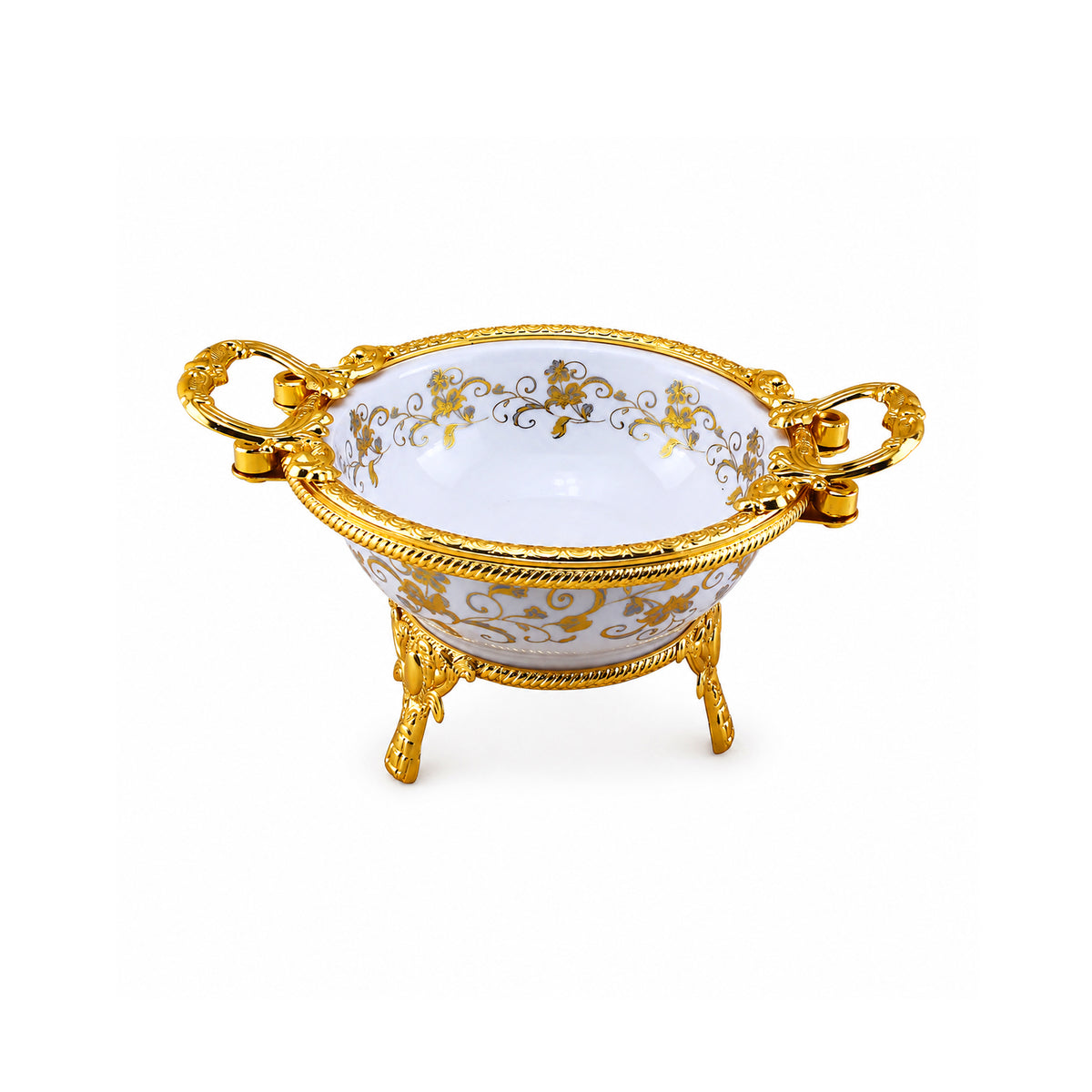 Brilliant Porcelain Serving Bowl - Gold Flower - 7 Inch