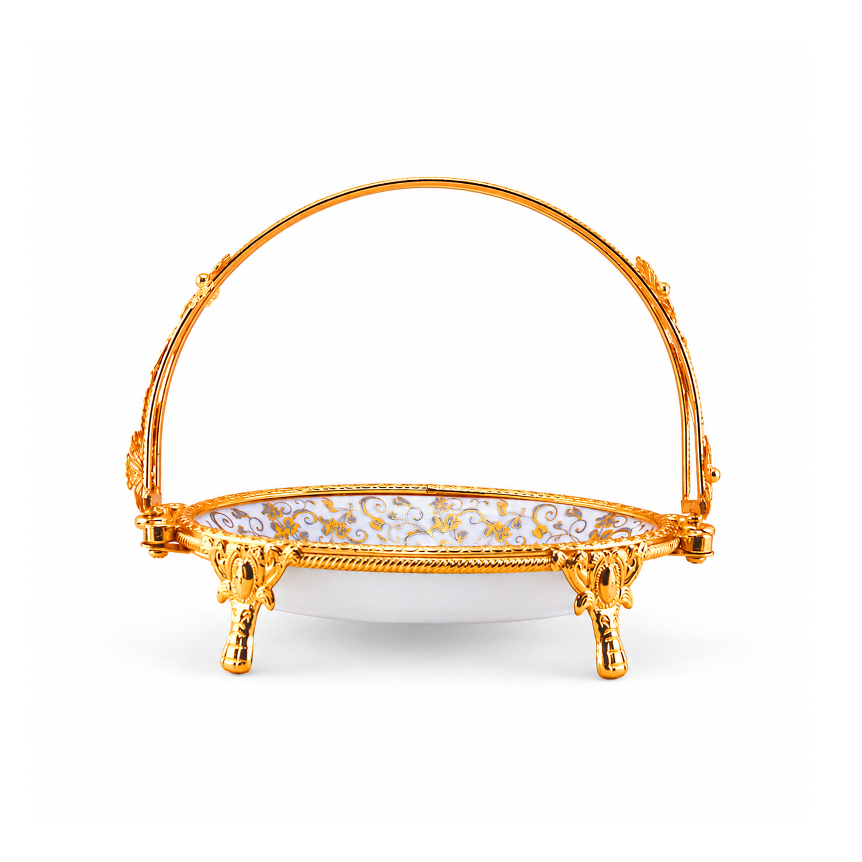 Brilliant Porcelain Oval Serving Dish - Gold Flower - 10 Inch