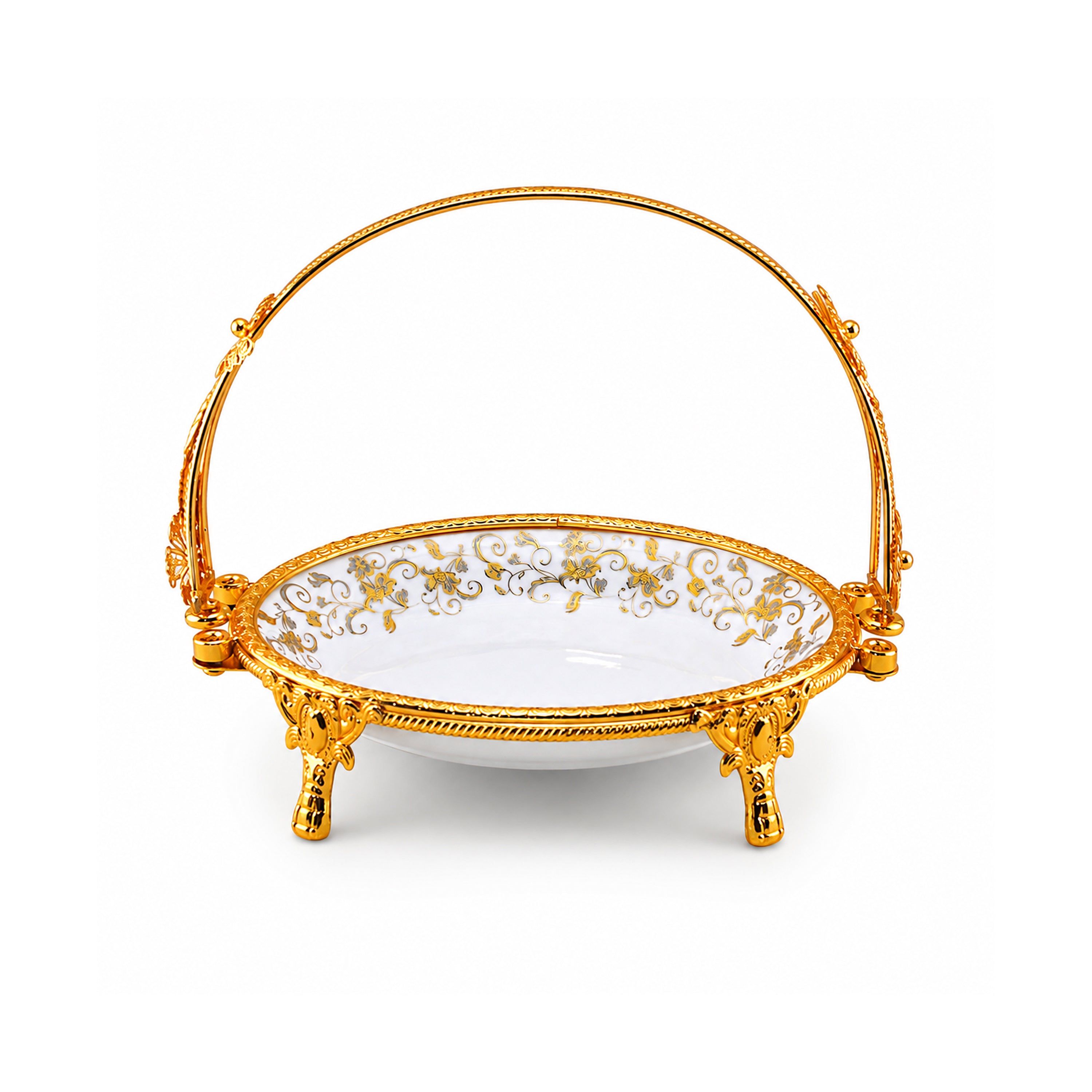 Brilliant Porcelain Oval Serving Dish - Gold Flower - 10 Inch