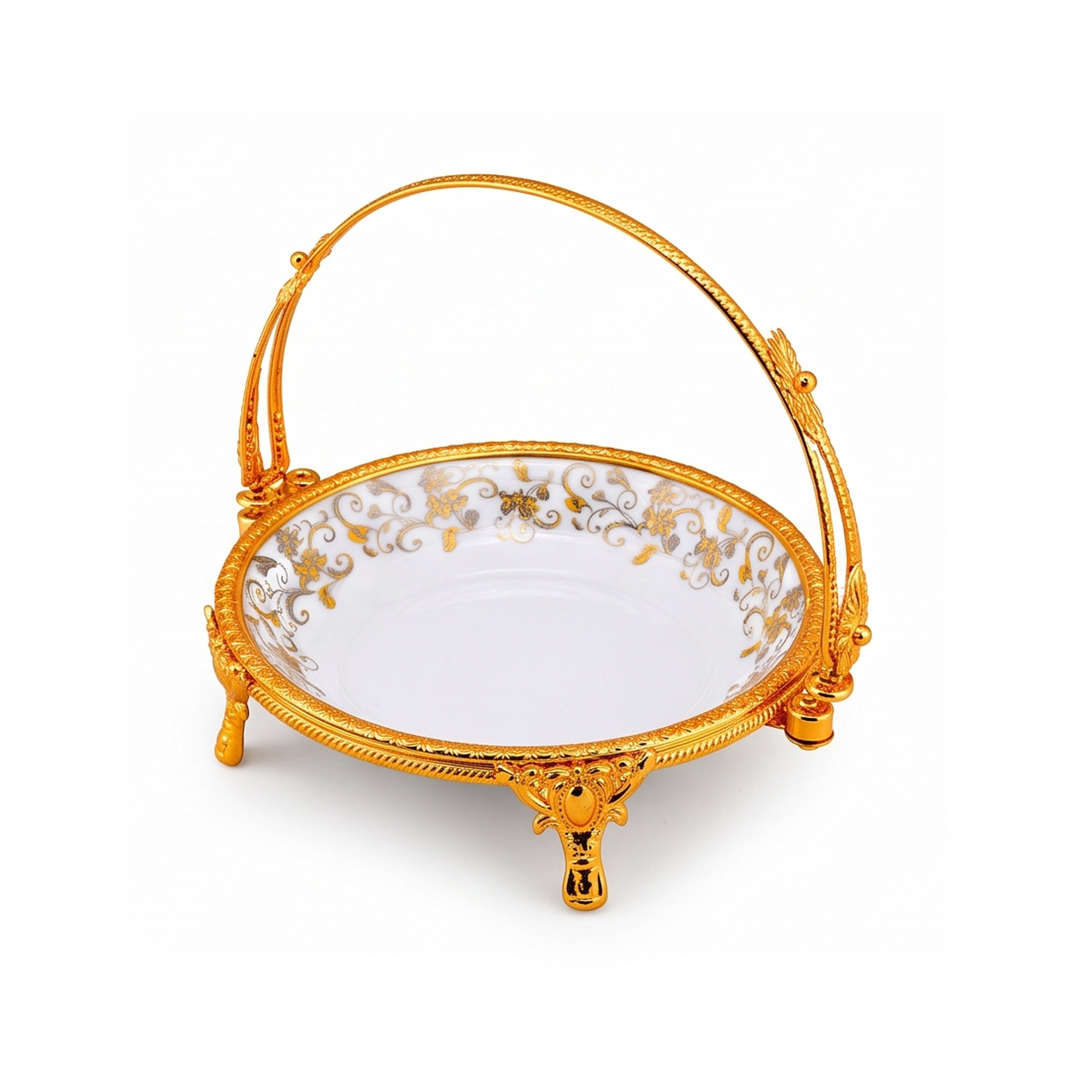 Brilliant Porcelain Oval Serving Dish - Gold Flower - 10 Inch