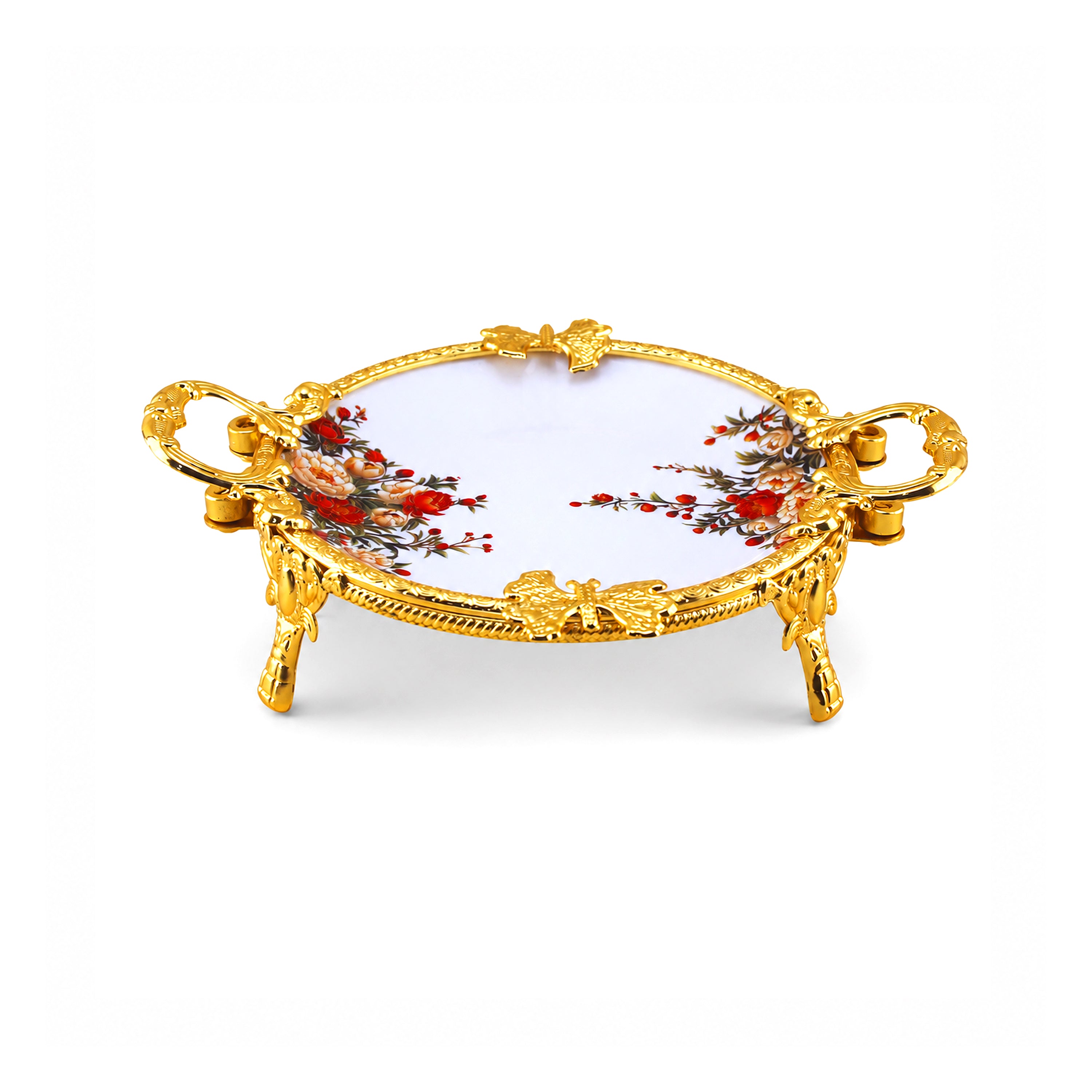 Brilliant Porcelain Serving Dish - Red Flower - 8.5 Inch