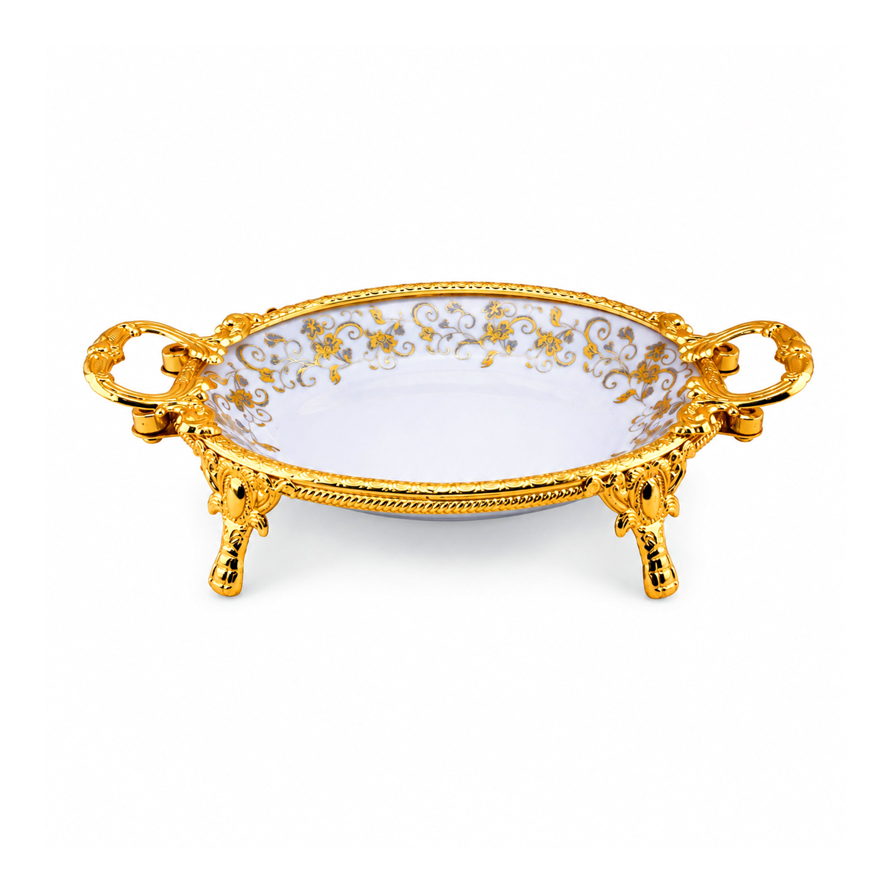 Brilliant Porcelain Serving Oval Dish - Red Flower - 10 Inch