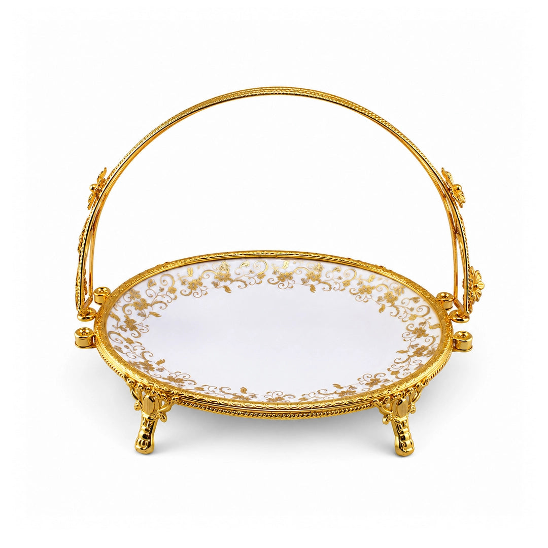 Brilliant Porcelain Oval Serving Dish | Golden Flower | 13 Inch