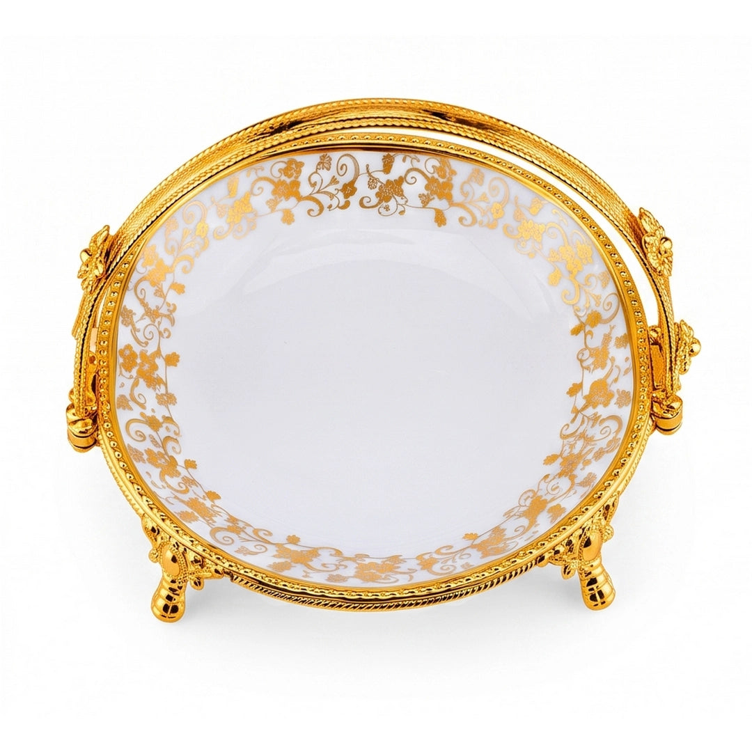 Brilliant Porcelain Oval Serving Dish | Golden Flower | 13 Inch