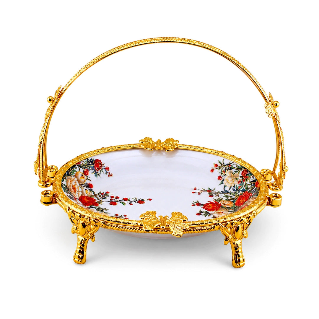 Brilliant Porcelain Oval Serving Dish | Red Flower | 10 Inch
