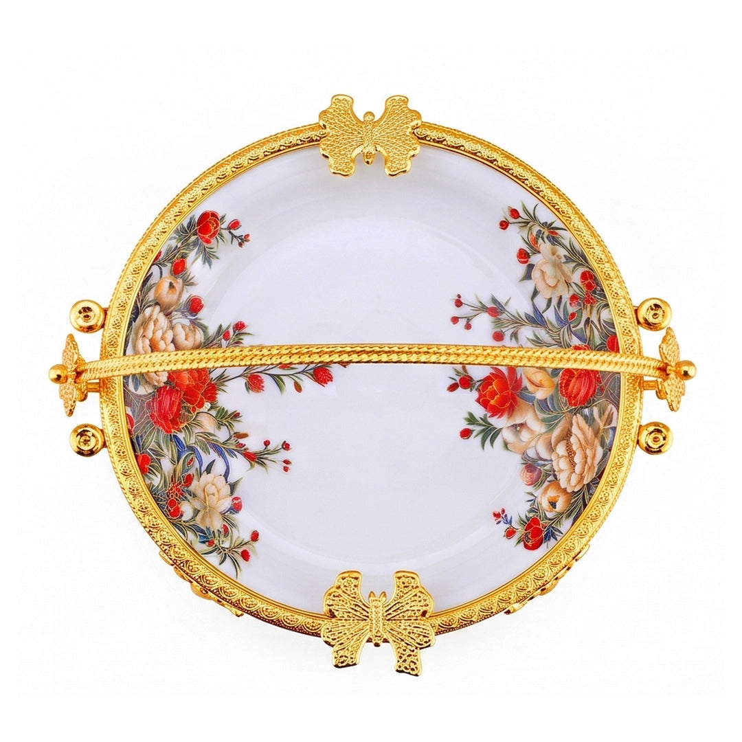 Brilliant Porcelain Oval Serving Dish | Red Flower | 10 Inch