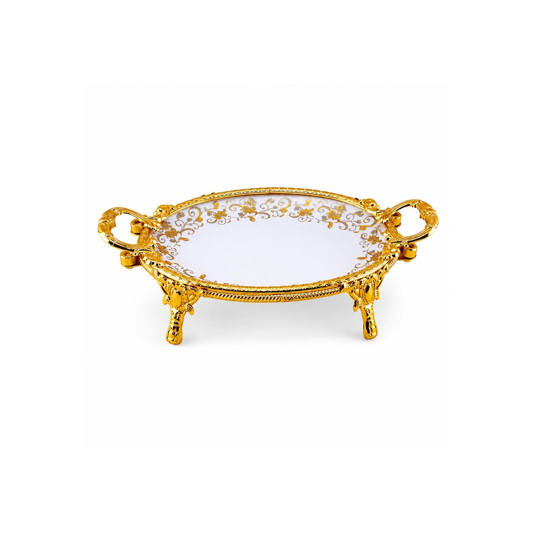 Brilliant Porcelain Oval Serving Dish | Golden Flower | 10 Inch