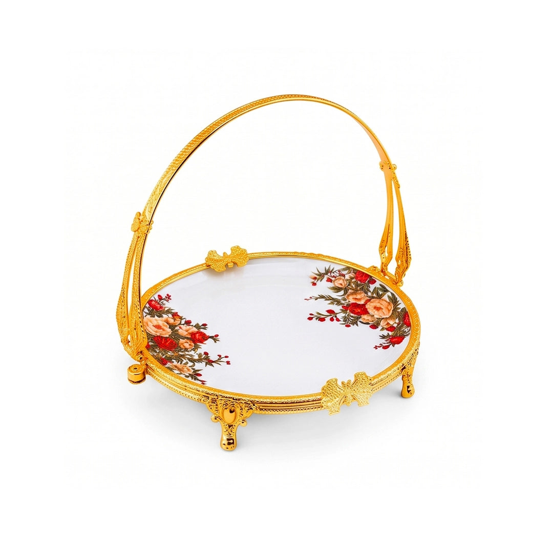 Brilliant Porcelain Oval Serving Dish | Red Flower | 12.5 Inch