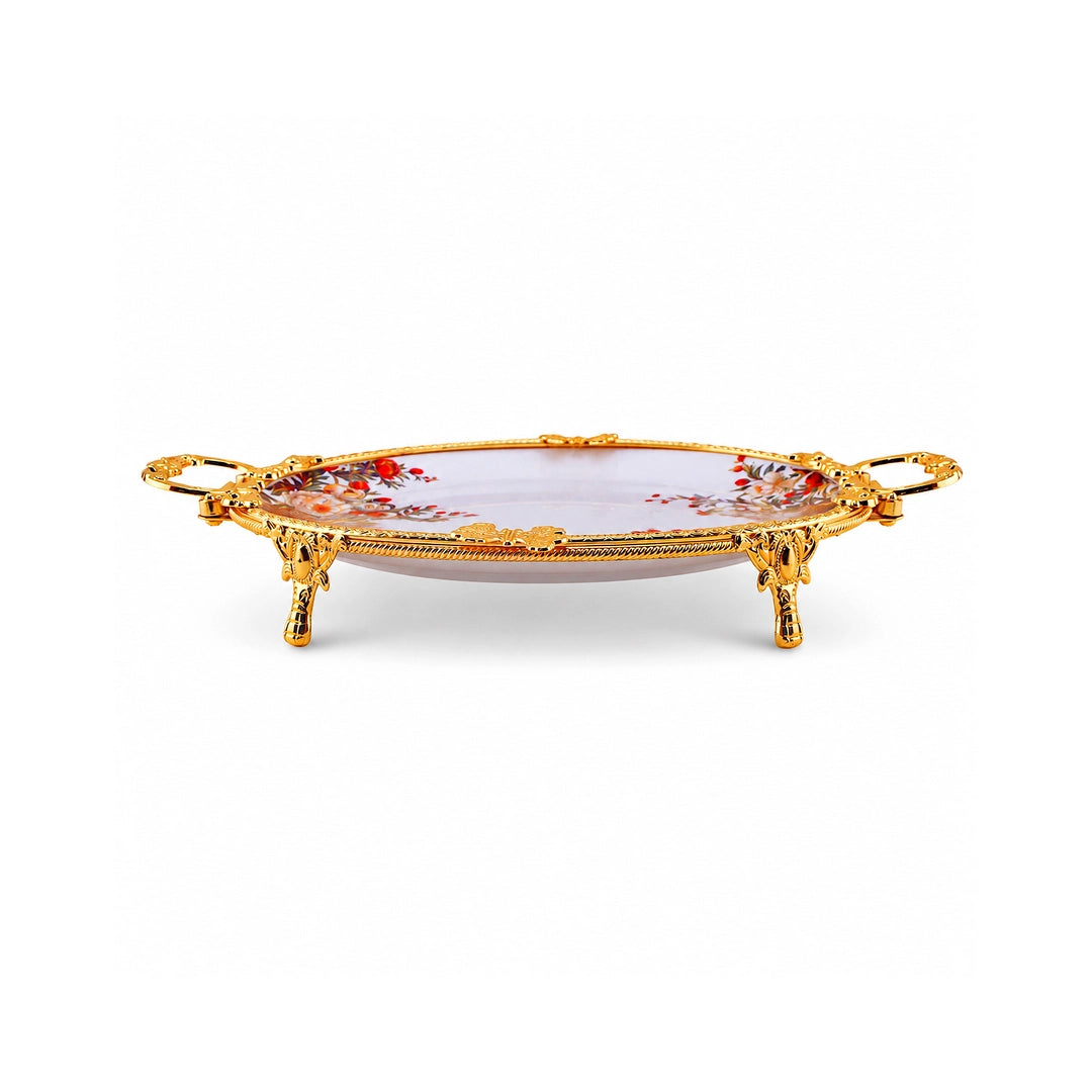 Brilliant Porcelain Oval Serving Dish | Red Flower | 14 Inch
