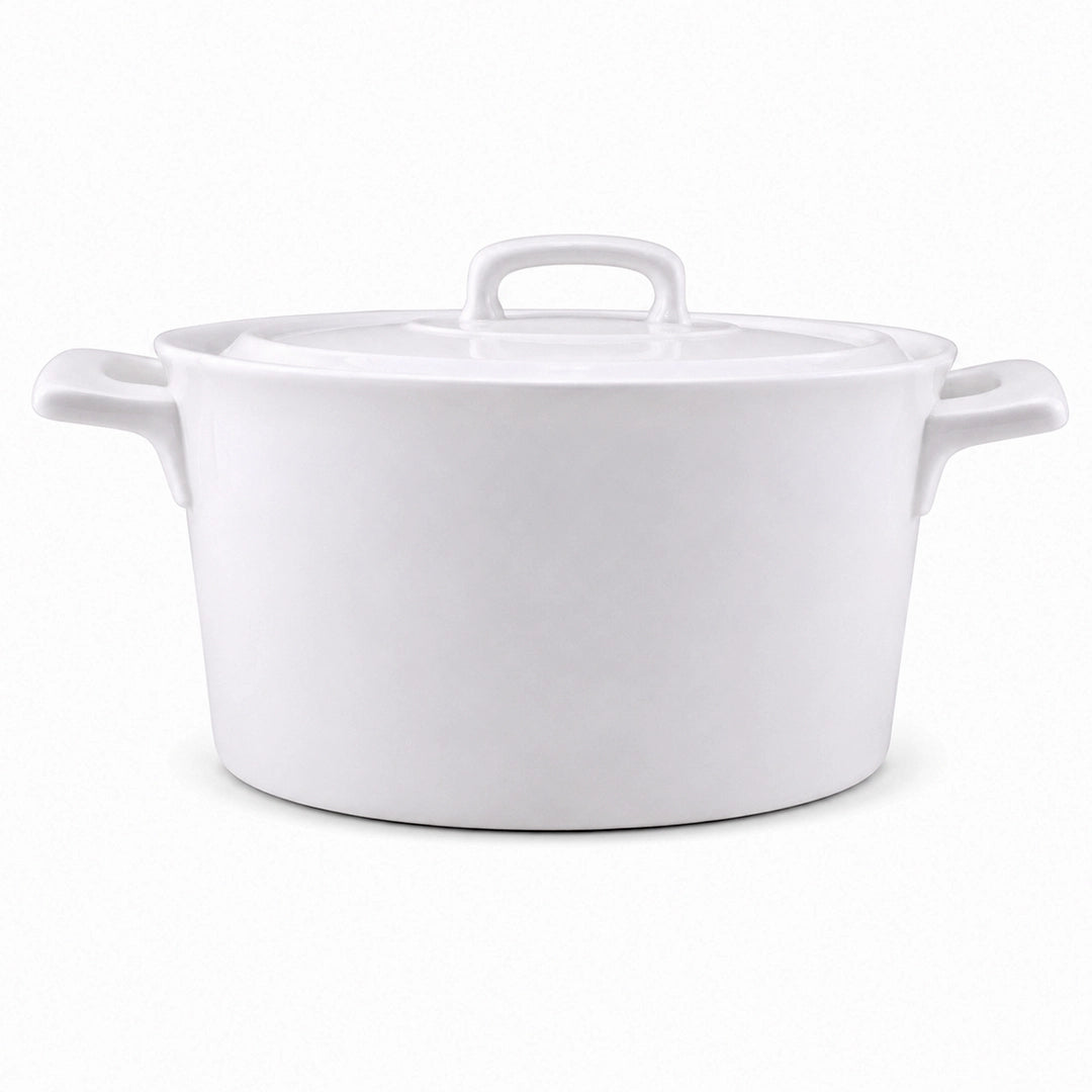 Danny Home Ceramic Oval Serving Bowl | White | 2-Liter