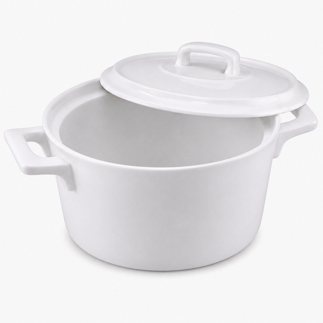 Danny Home Ceramic Oval Serving Bowl | White | 2-Liter