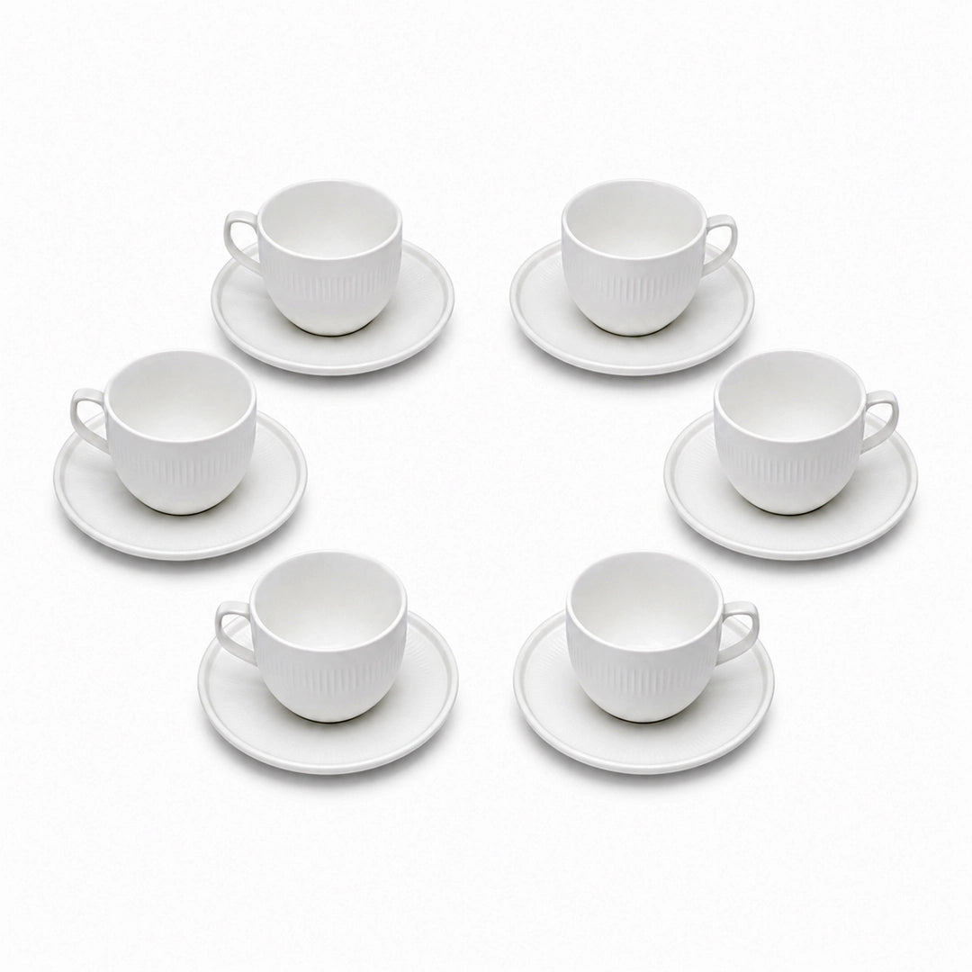 Danny Home 12-Piece Ceramic Cup & Saucer Set | White
