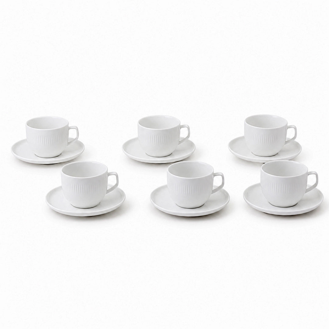 Danny Home 12-Piece Ceramic Cup & Saucer Set | White