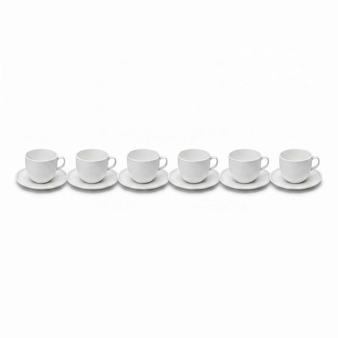 Danny Home 12-Piece Ceramic Cup & Saucer Set | White
