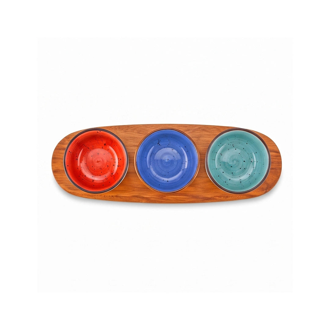 Danny Home 4-Piece Ceramic Bowl Set | Orange, Green & Blue Round | 150 ML