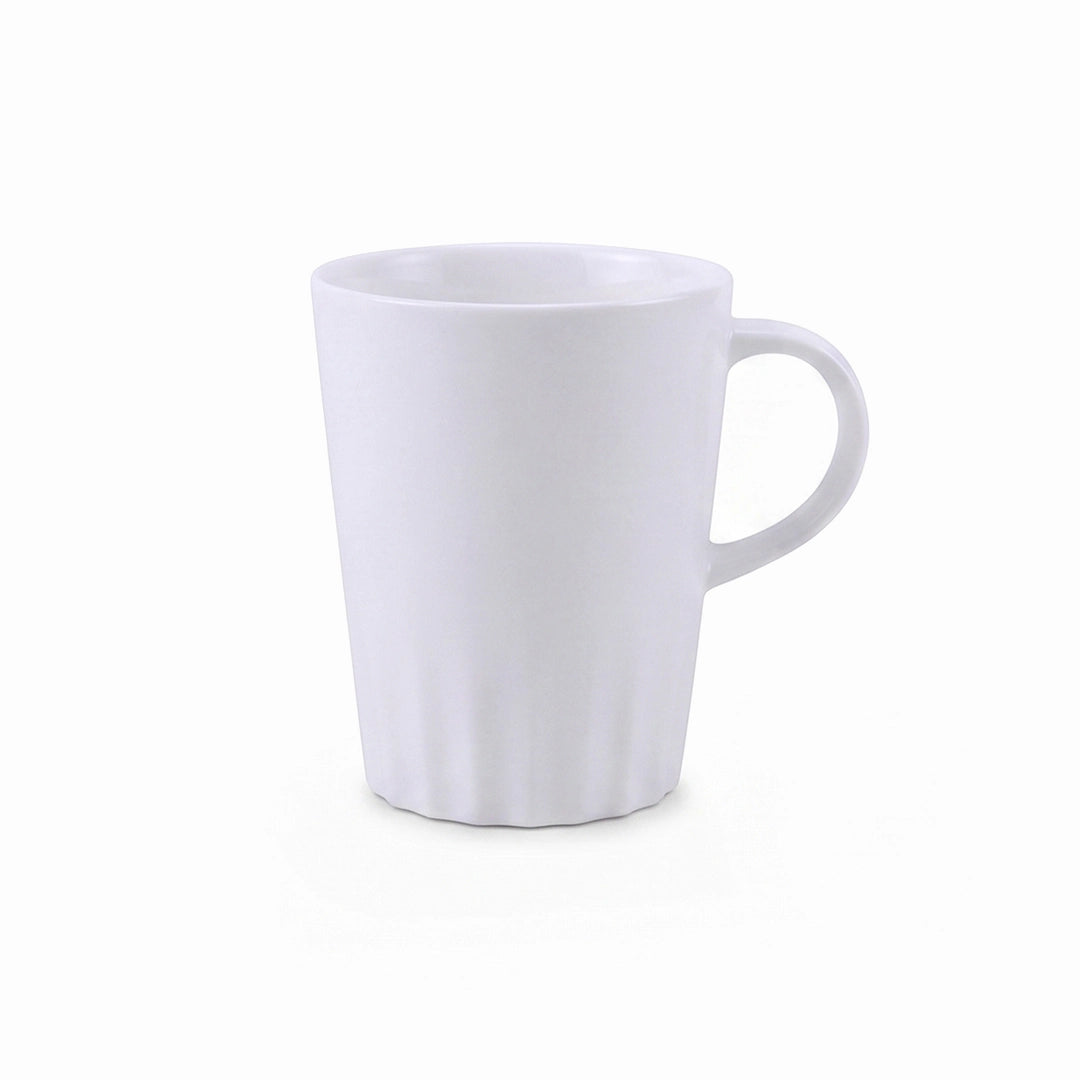 Danny Home Fluted Base Ceramic Mug | White | 300 ML
