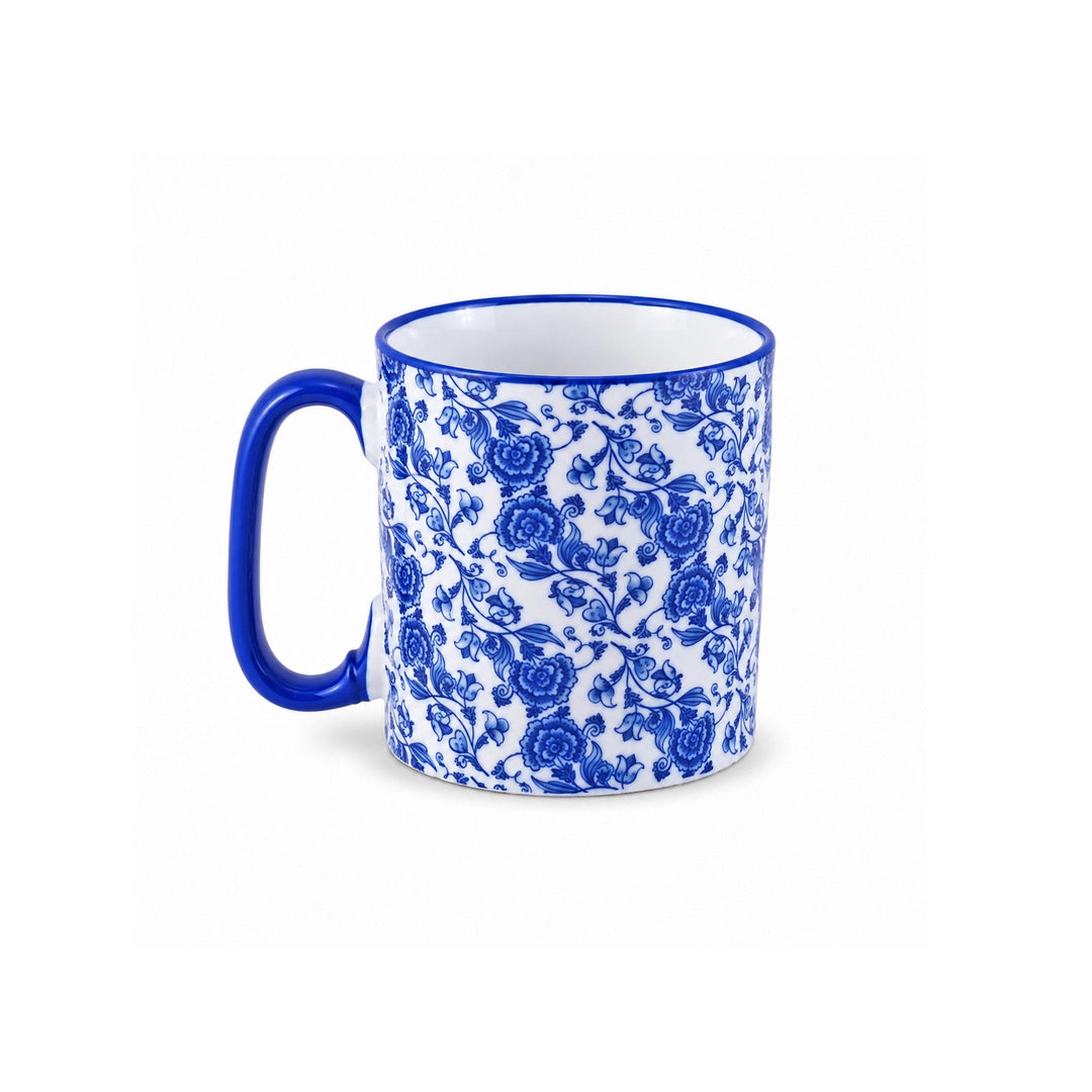 Danny Home Ceramic Mug | Blue Chinoiserie Floral Design | 350 ML