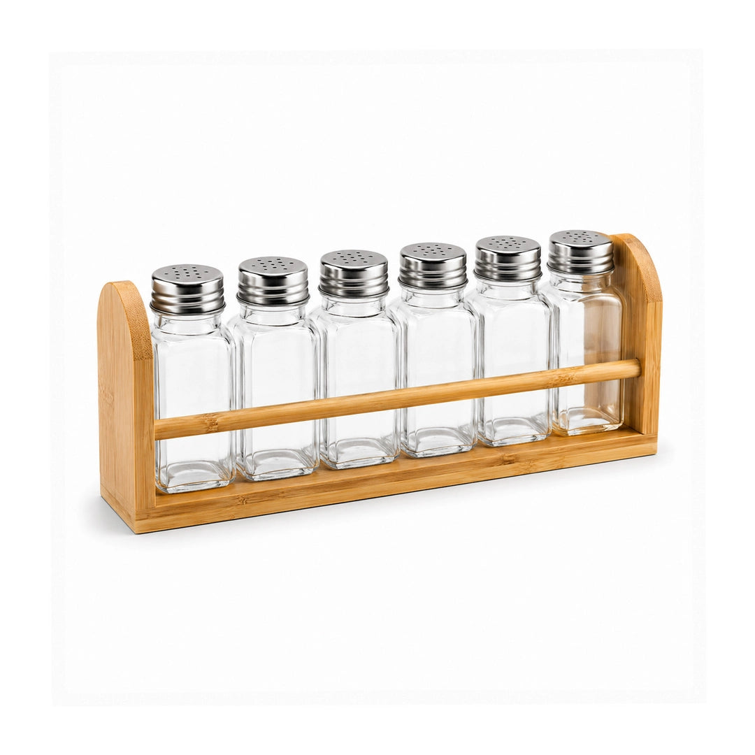 Danny Home 6-Piece Glass Spice Shaker Set| Silver & Black Caps | 50 ML