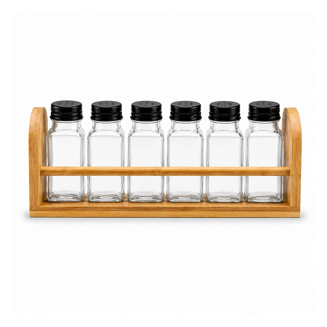 Danny Home 6-Piece Glass Spice Shaker Set| Silver & Black Caps | 50 ML