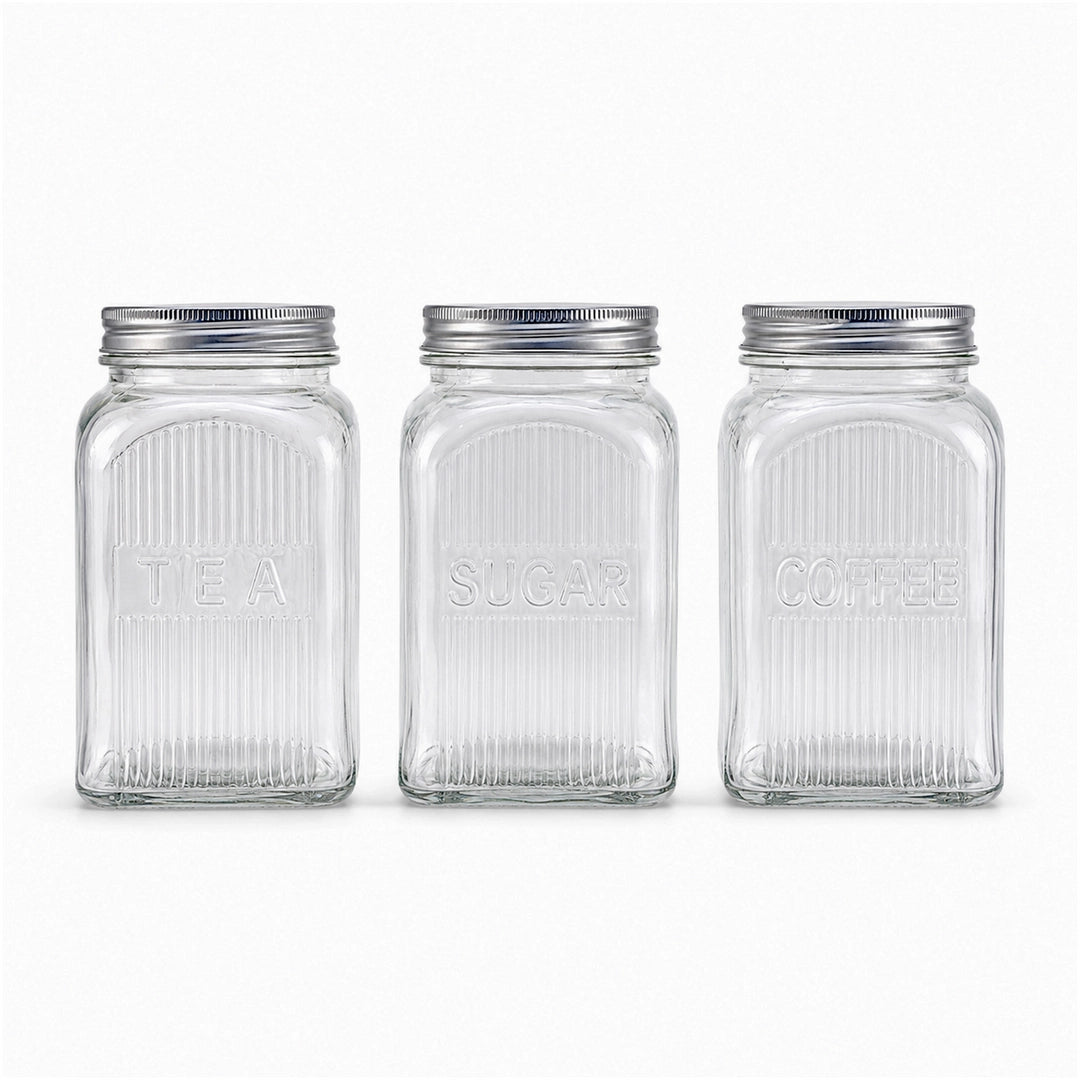 Danny Home 3-Piece Airtight Glass Storage Jar Set | 1.5 Litre