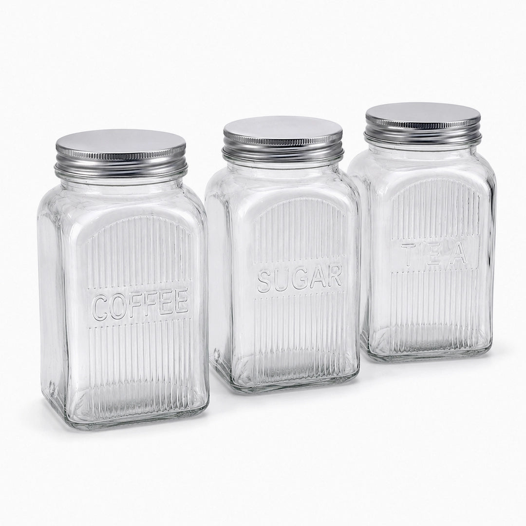Danny Home 3-Piece Airtight Glass Storage Jar Set | 1.5 Litre