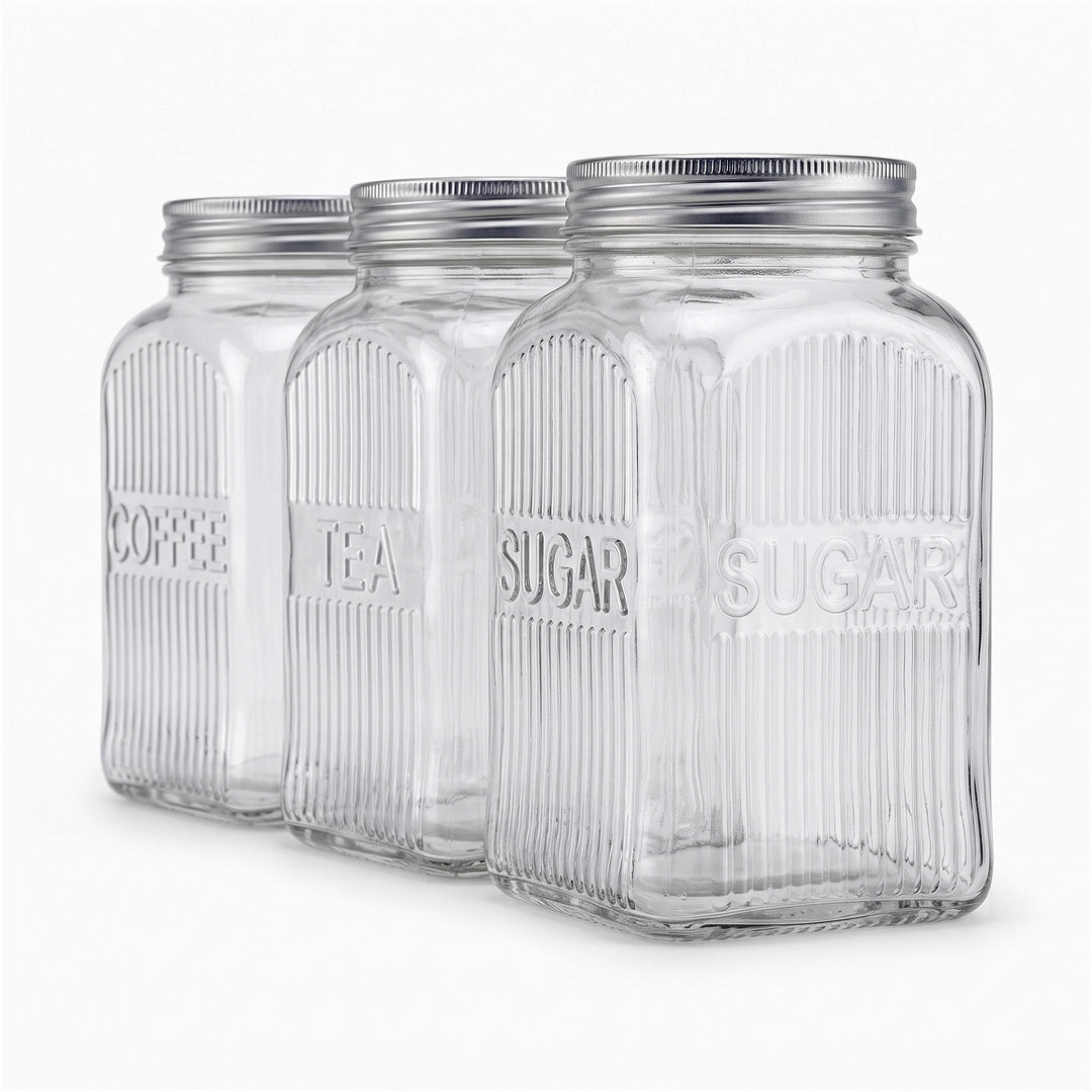 Danny Home 3-Piece Airtight Glass Storage Jar Set | 1.5 Litre
