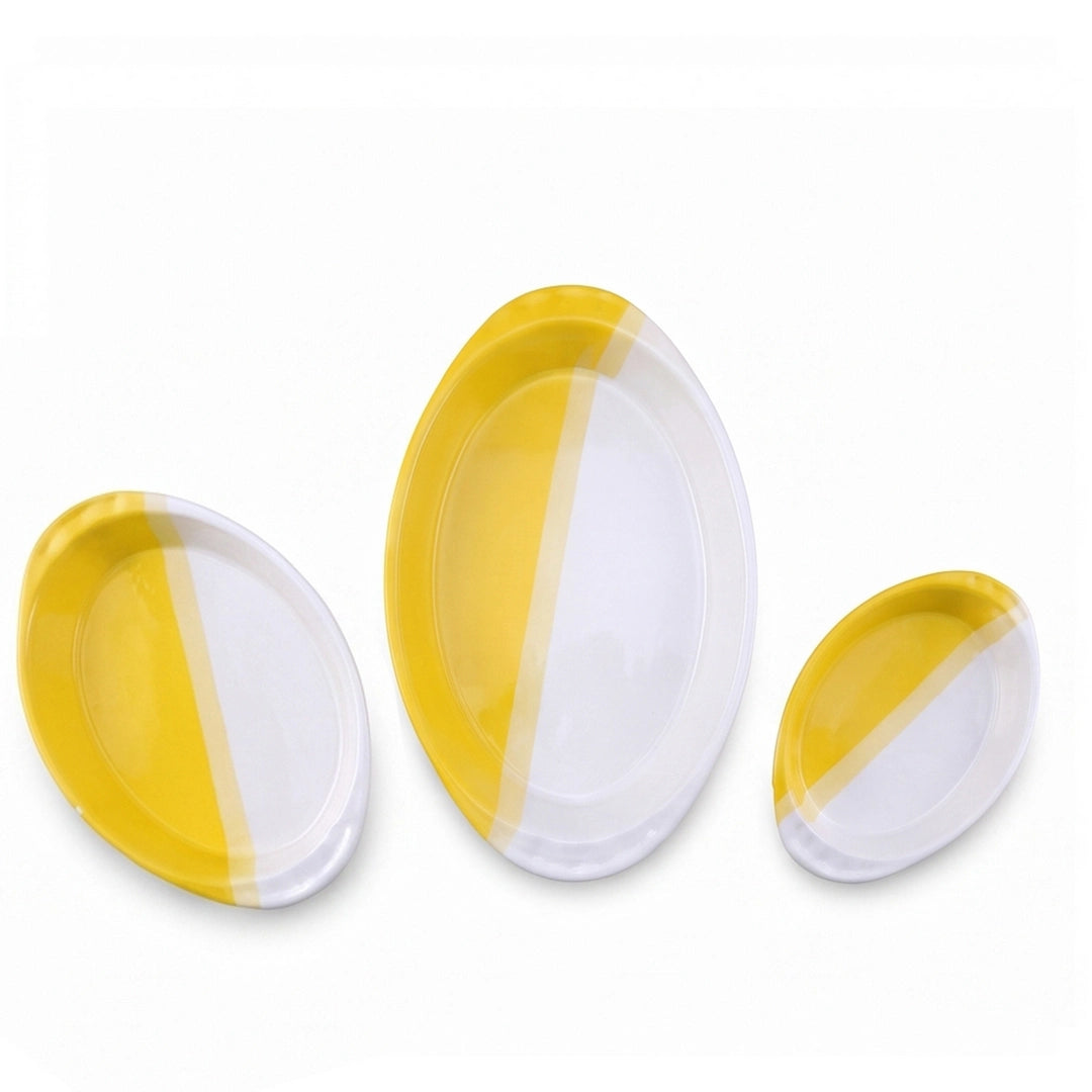 Danny Home 3-Piece Ceramic Oval Serving Dish Set | Orange & Lime or Yellow & White