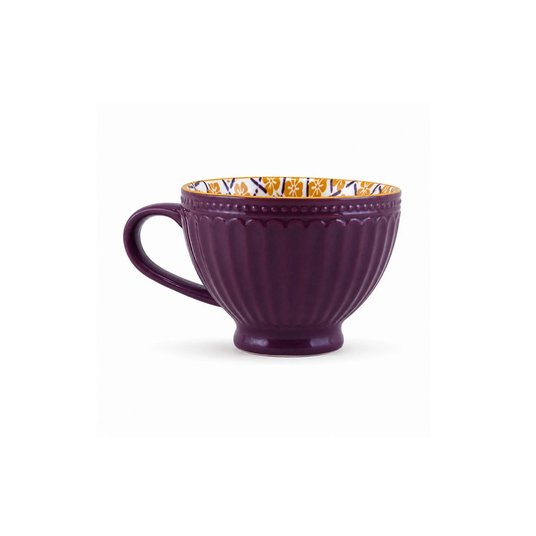 Danny Home Ceramic Mug | Plum Fluted Design | 355 ML