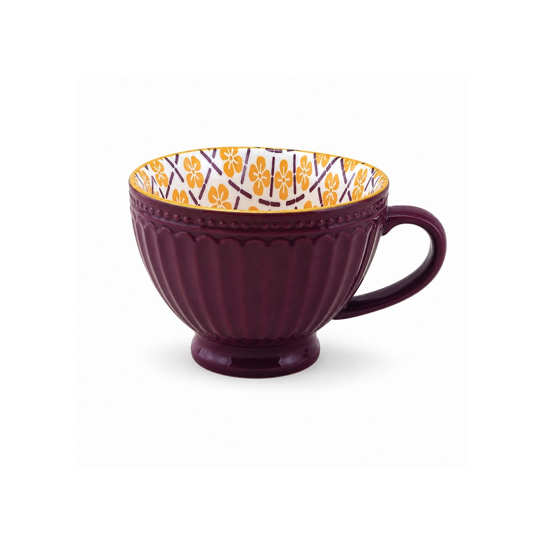Danny Home Ceramic Mug | Plum Fluted Design | 355 ML