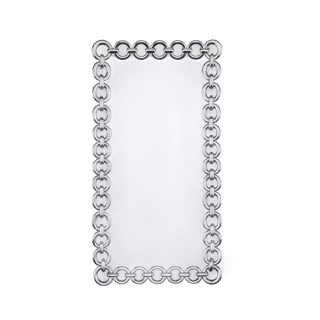 Brilliant Ceramic Rectangular Mirrored Serving Tray | White And Silver | 12x6 Inch