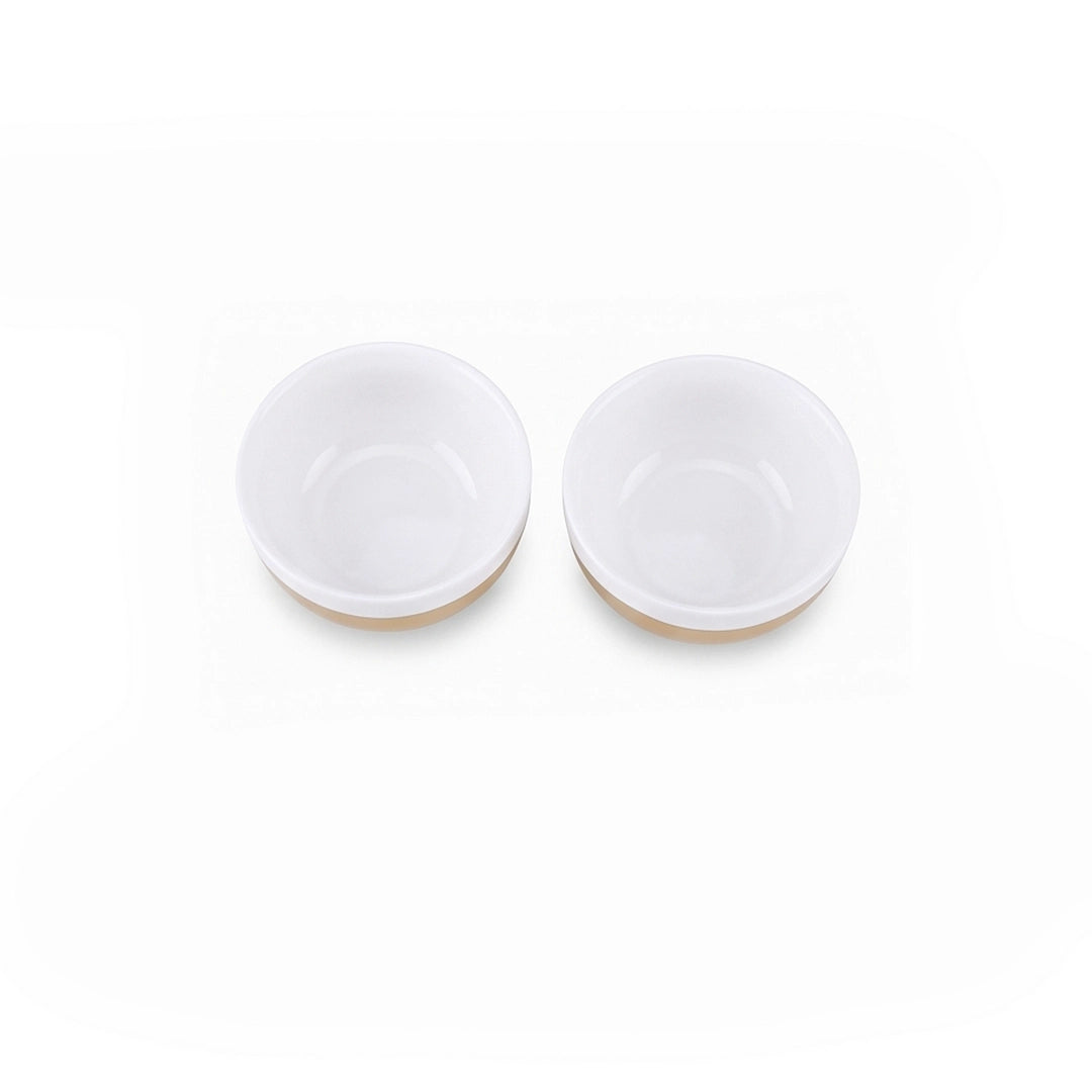 Symphony Ceramic Dip Bowl Set | White Inside & Gold Outside | 180 ML