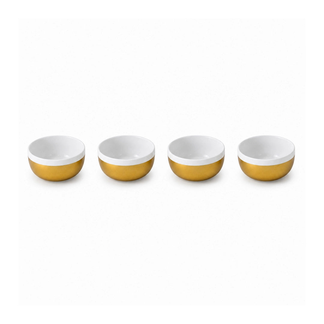 Symphony Ceramic Sauce Bowl Set | White Inside & Gold Outside | 110 ML
