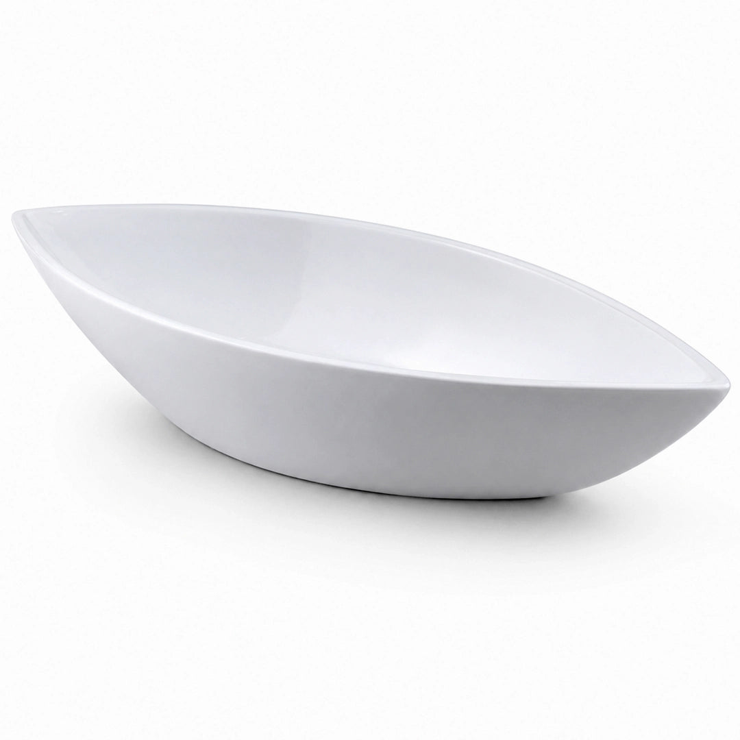 Symphony Ceramic Boat-Shaped Serving Bowl | White | 34 CM