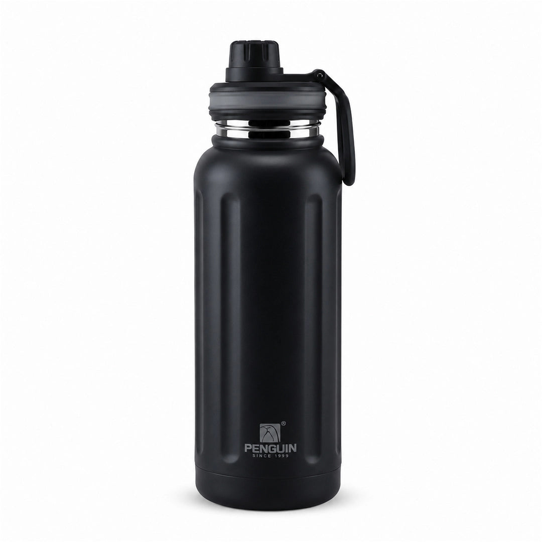 Penguin Steel Vacuum Flask - 1200ml | Hot & Cold Insulation | Black Color