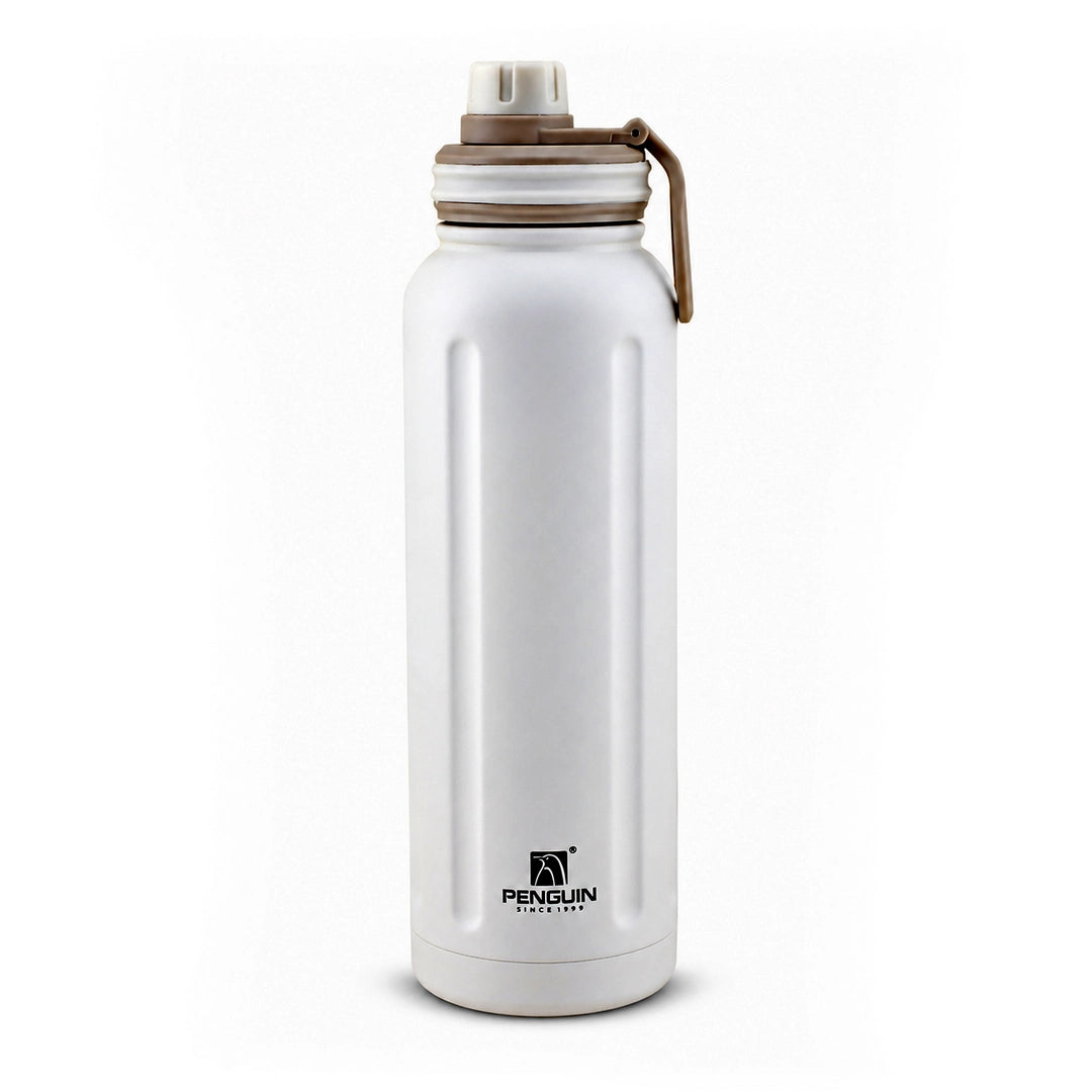 Penguin Steel Vacuum Flask - 1200ml | Hot & Cold Insulation | White Color
