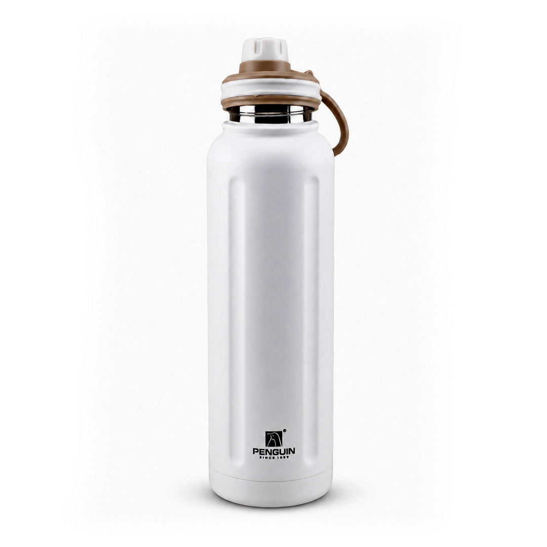Penguin Steel Vacuum Flask - 1200ml | Hot & Cold Insulation | White Color
