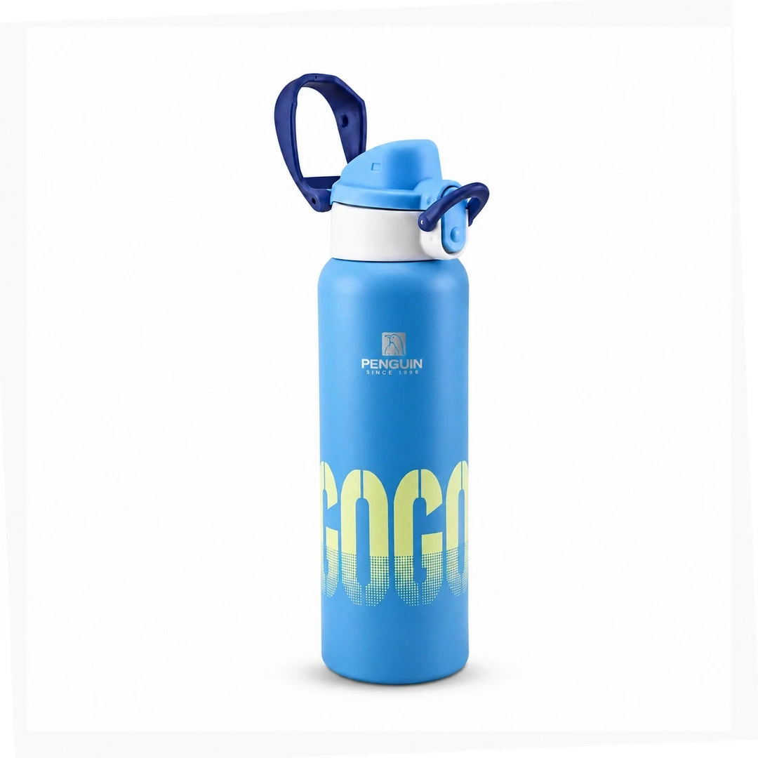 Penguin GoGo Steel Vacuum Flask - 600ml | Hot & Cold Insulation | Blue Color